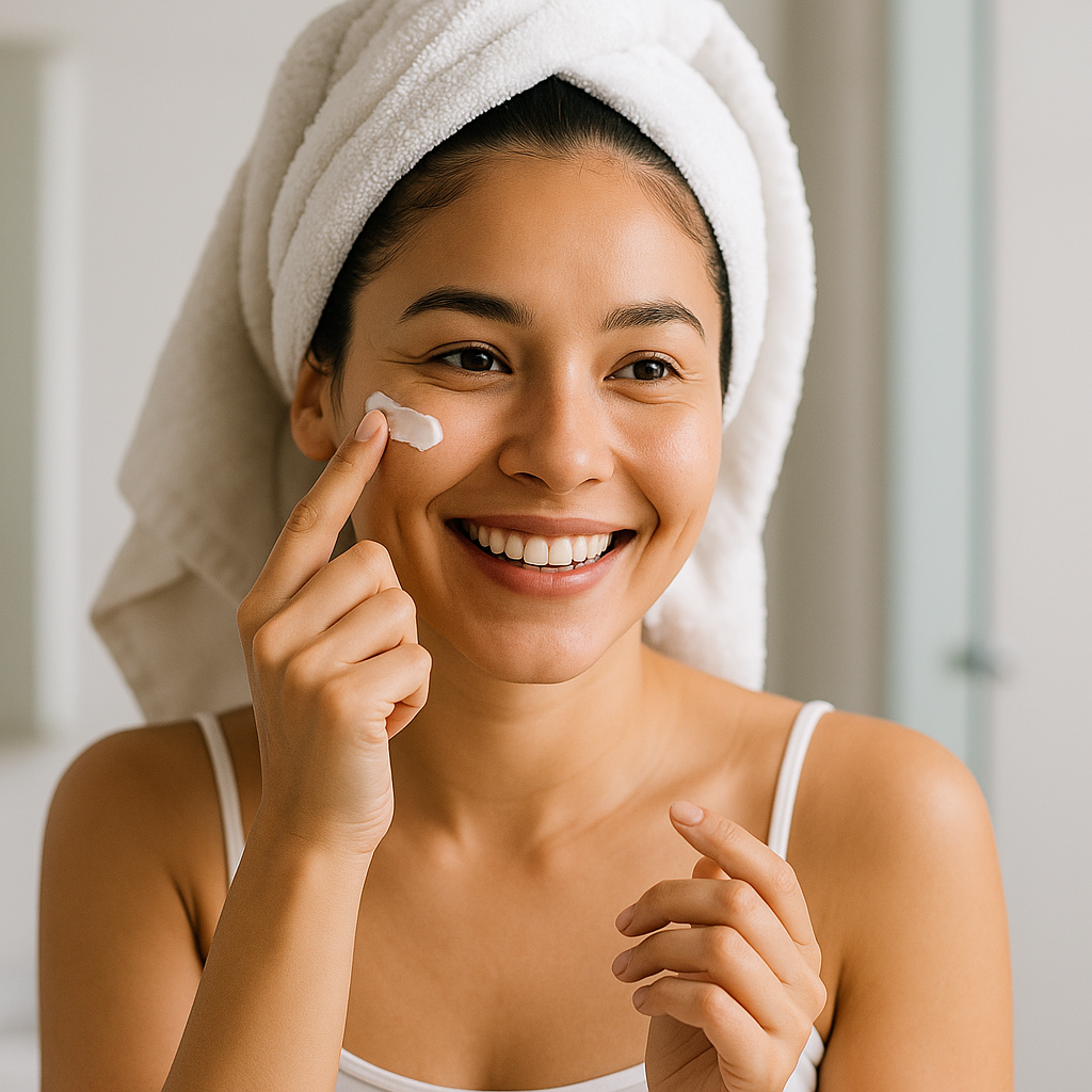 Rutina de belleza natural para el cuidado de la piel y el cabello femenino